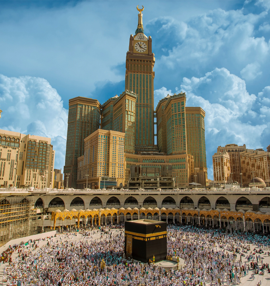 Pilgrims performing Umrah rituals near Kaaba, spiritual journey from India